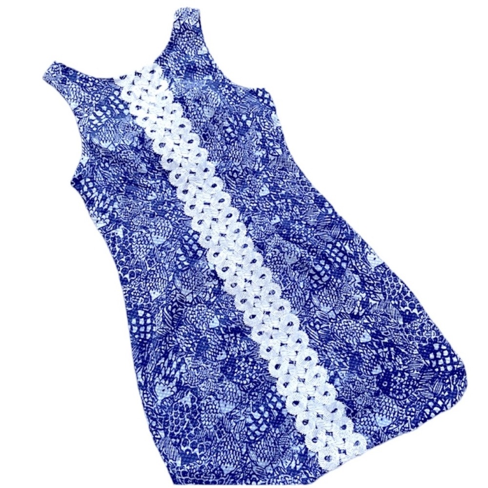 Blue and White Sleeveless Dress